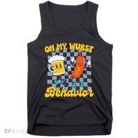 Oktoberfest On My Wurst Behavior Retro Groovy Beer Tank Top thumb 0