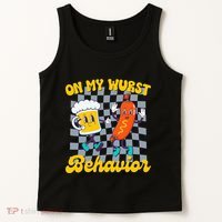 Oktoberfest On My Wurst Behavior Retro Groovy Beer Tank Top thumb 2