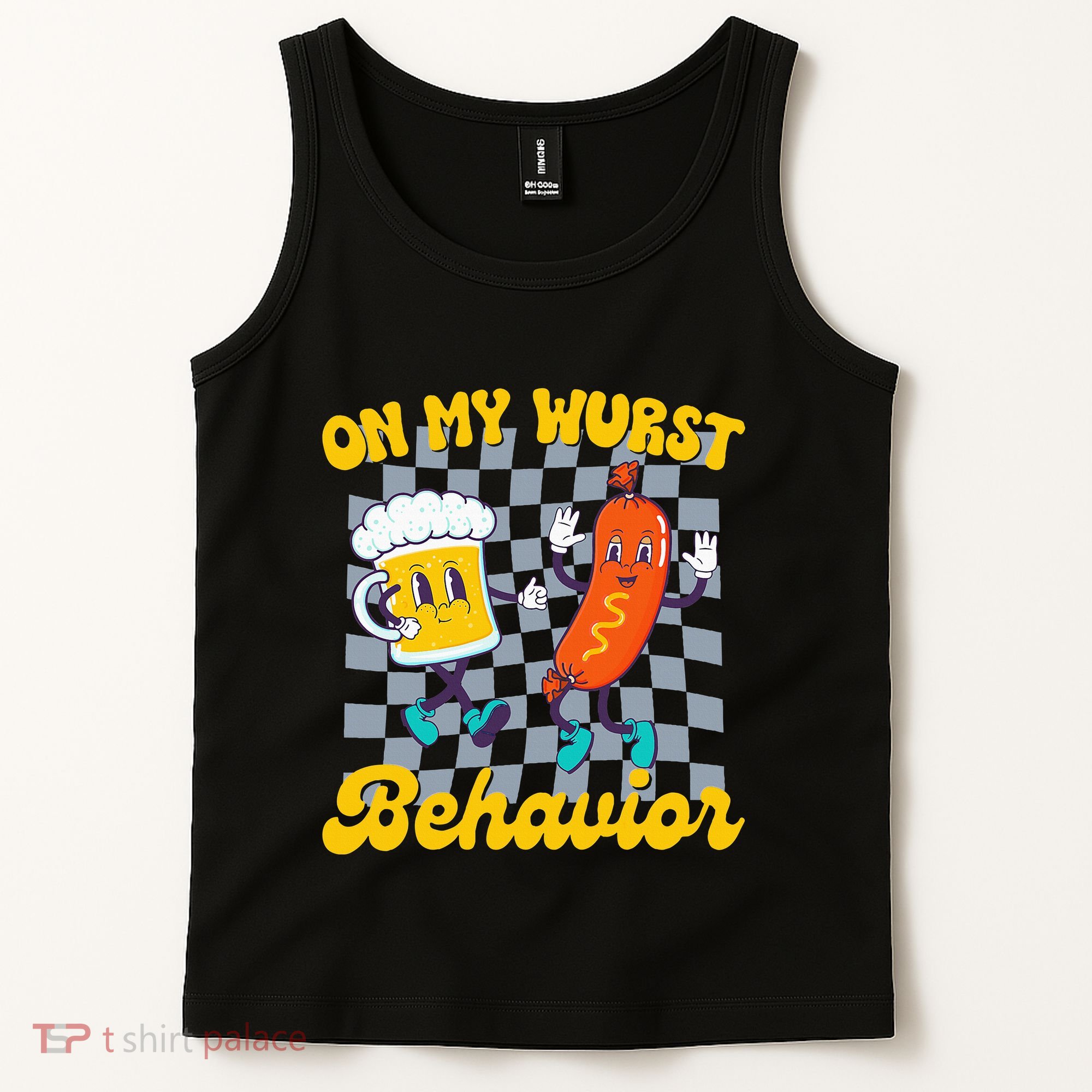 Oktoberfest On My Wurst Behavior Retro Groovy Beer Tank Top
