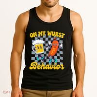 Oktoberfest On My Wurst Behavior Retro Groovy Beer Tank Top thumb 3