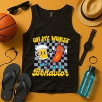 Oktoberfest On My Wurst Behavior Retro Groovy Beer Tank Top thumb 4