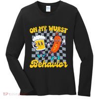 Oktoberfest On My Wurst Behavior Retro Groovy Beer Women's Long Sleeve Shirt thumb 0