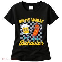 Oktoberfest On My Wurst Behavior Retro Groovy Beer Women's T-Shirt thumb 0