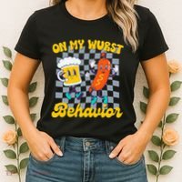 Oktoberfest On My Wurst Behavior Retro Groovy Beer Women's T-Shirt thumb 2