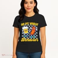 Oktoberfest On My Wurst Behavior Retro Groovy Beer Women's T-Shirt thumb 4
