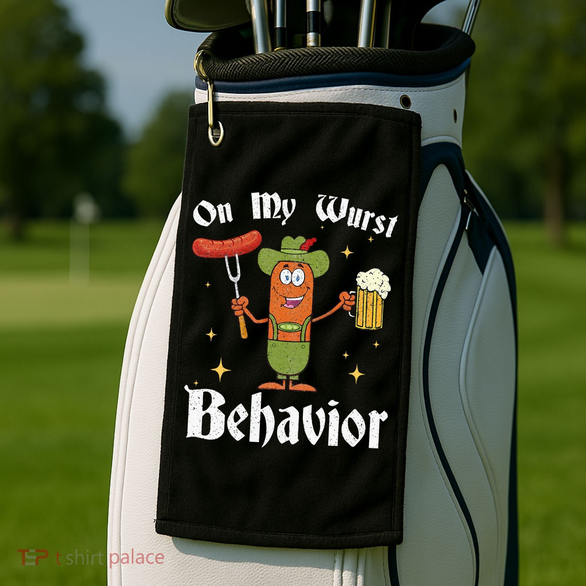Oktoberfest On My Wurst Behavior Golf Towel