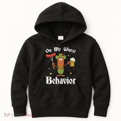 Oktoberfest On My Wurst Behavior Kids Hoodie