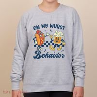 Oktoberfest On My Wurst Behavior Funny German Beer Bratwurst Women's Sweatshirt thumb 0