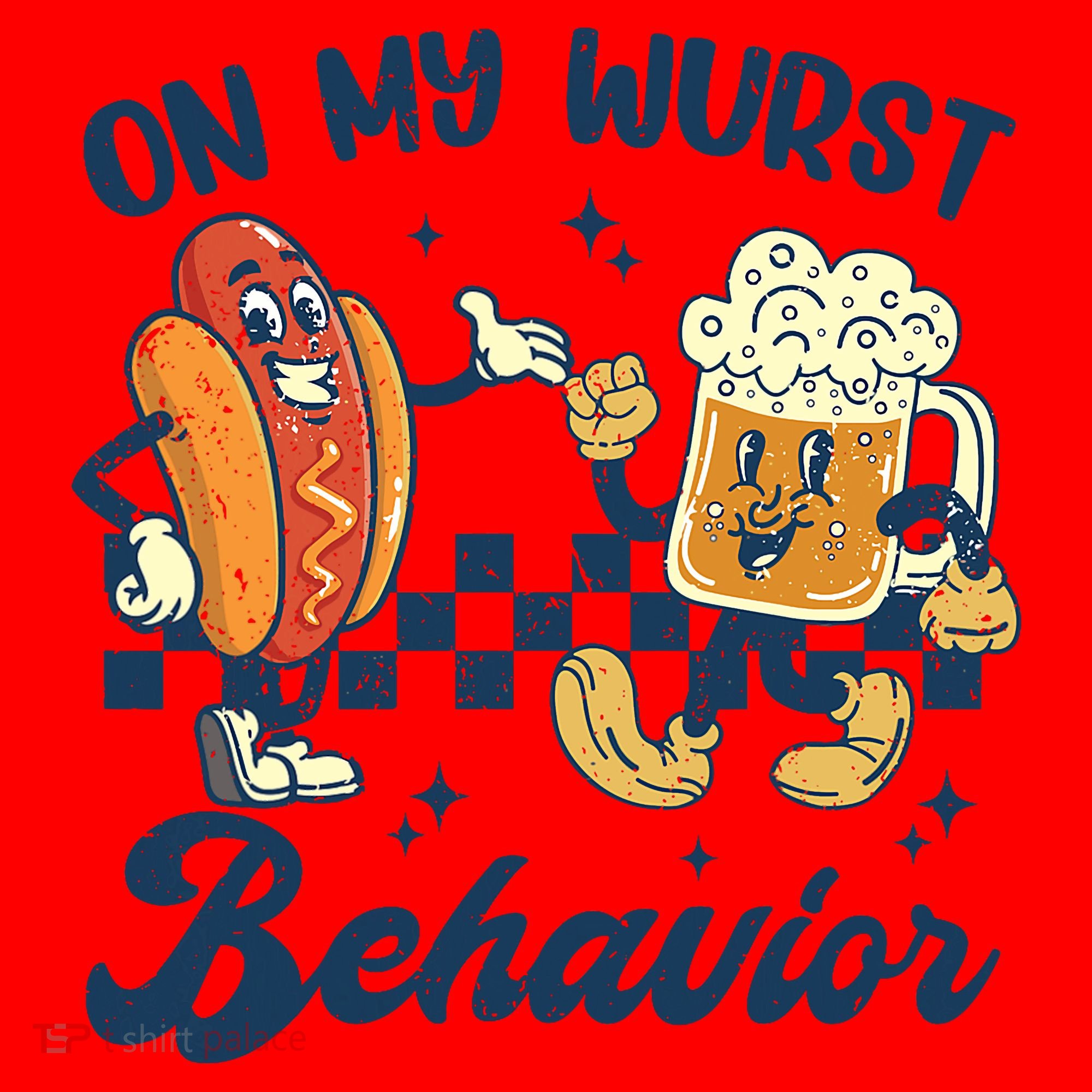 Oktoberfest On My Wurst Behavior Funny German Beer Bratwurst Santa Hat