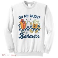 Oktoberfest On My Wurst Behavior Funny German Beer Bratwurst Sweatshirt thumb 0