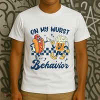 Oktoberfest On My Wurst Behavior Funny German Beer Bratwurst T-Shirt thumb 3