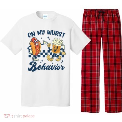 Oktoberfest On My Wurst Behavior Funny German Beer Bratwurst Pajama Set