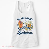 Oktoberfest On My Wurst Behavior Funny German Beer Bratwurst Women's Tank Top thumb 0
