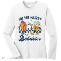 Oktoberfest On My Wurst Behavior Funny German Beer Bratwurst Women's Long Sleeve Shirt thumb 0