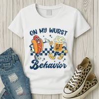 Oktoberfest On My Wurst Behavior Funny German Beer Bratwurst Women's T-Shirt thumb 3