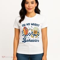 Oktoberfest On My Wurst Behavior Funny German Beer Bratwurst Women's T-Shirt thumb 4