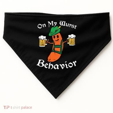 Oktoberfest On My Wurst Behavior Funny German USA-Made Doggie Bandana
