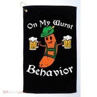 Oktoberfest On My Wurst Behavior Funny German Golf Towel thumb 0