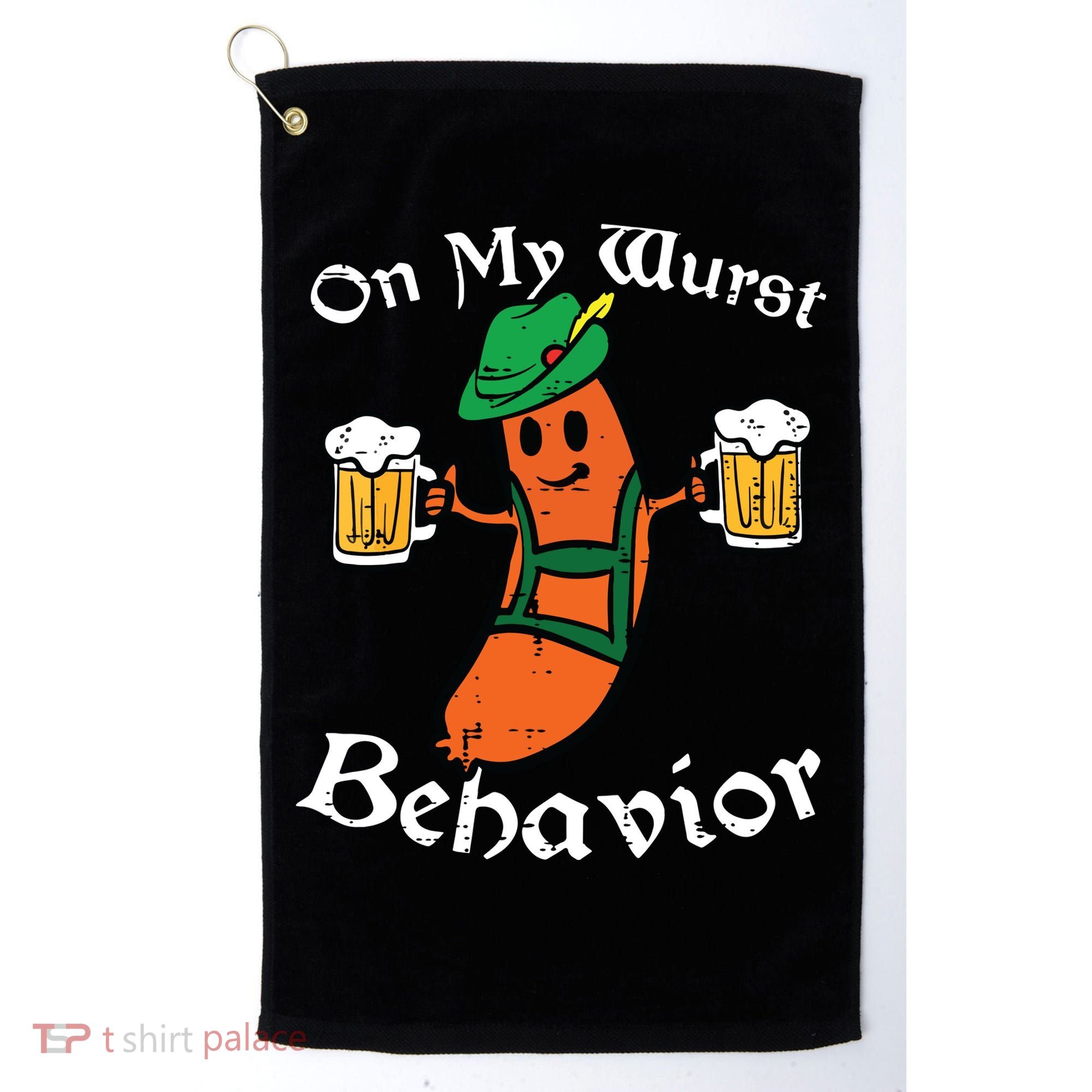 Oktoberfest On My Wurst Behavior Funny German Golf Towel
