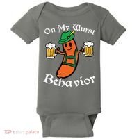 Oktoberfest On My Wurst Behavior Funny German Baby Bodysuit thumb 0
