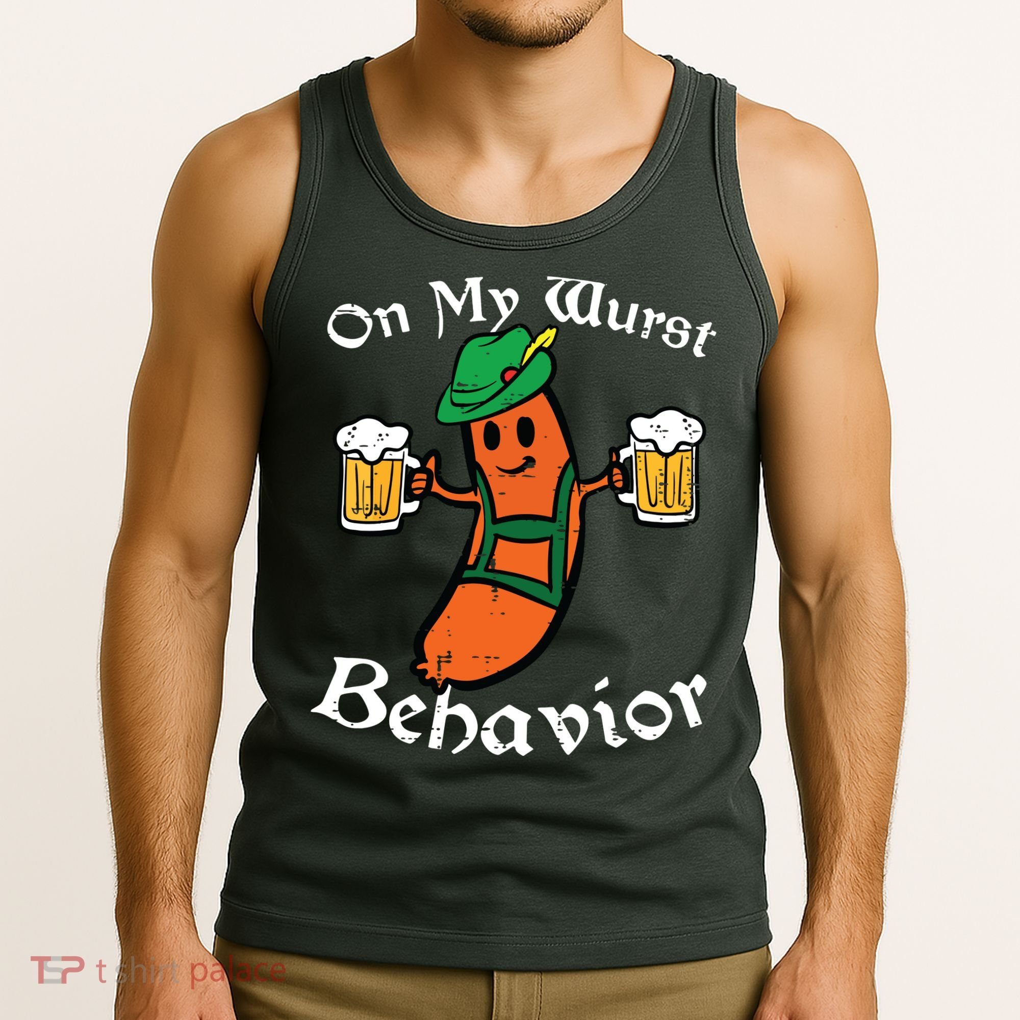 Oktoberfest On My Wurst Behavior Funny German Tank Top