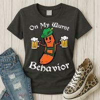 Oktoberfest On My Wurst Behavior Funny German Women's T-Shirt thumb 3