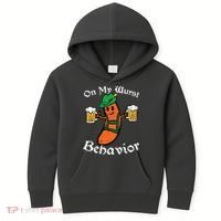 Oktoberfest On My Wurst Behavior Funny German Kids Hoodie thumb 0