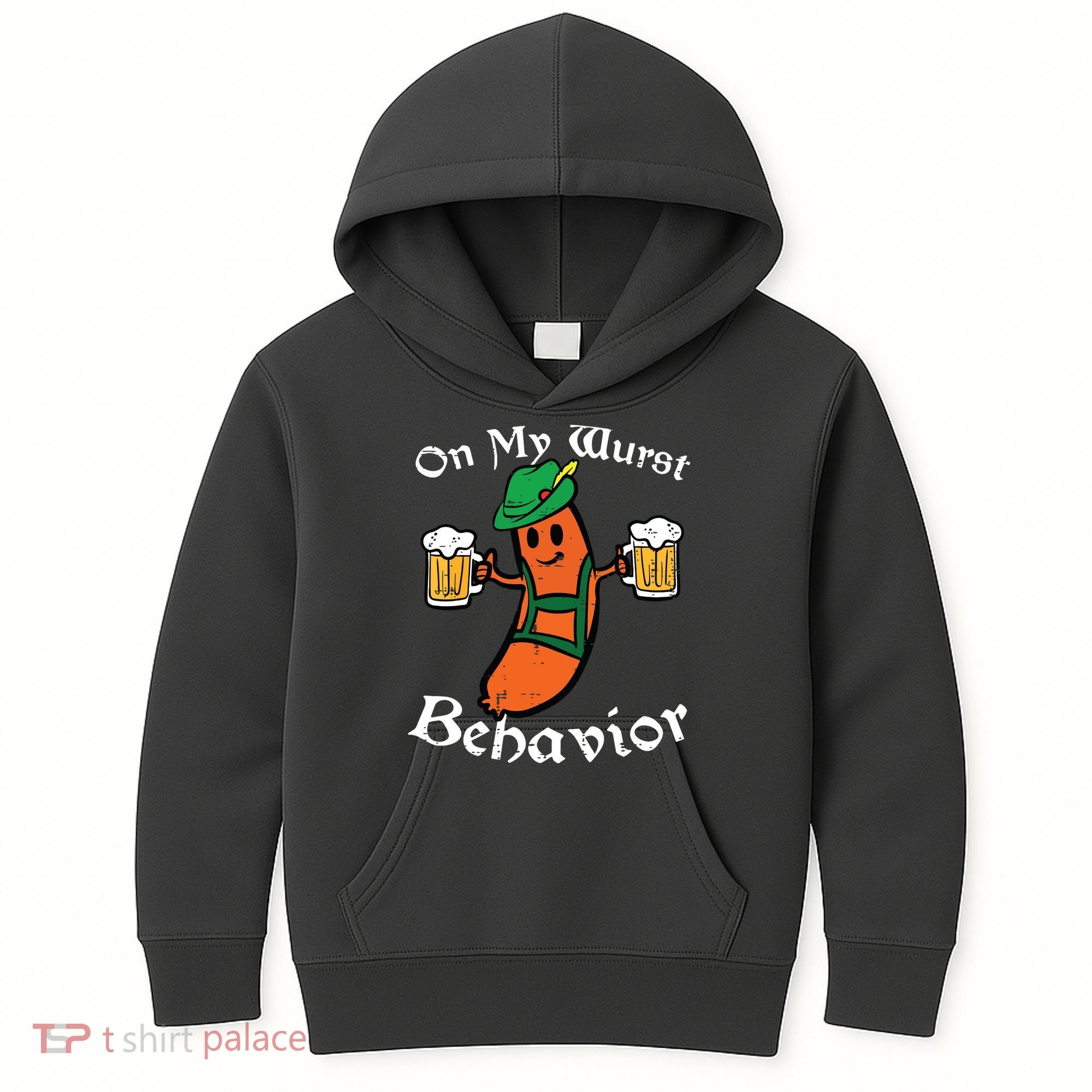 Oktoberfest On My Wurst Behavior Funny German Kids Hoodie