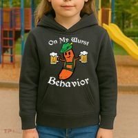 Oktoberfest On My Wurst Behavior Funny German Kids Hoodie thumb 3
