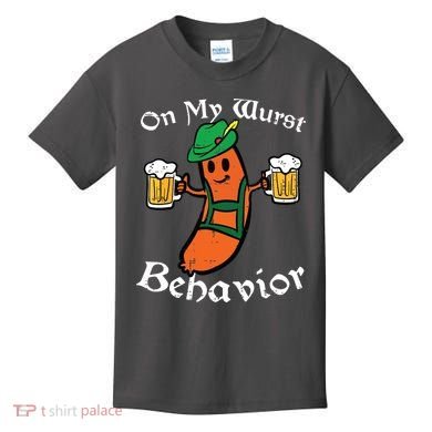 Oktoberfest On My Wurst Behavior Funny German Kids T-Shirt
