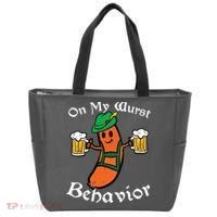 Oktoberfest On My Wurst Behavior Funny German Tote Bag thumb 0