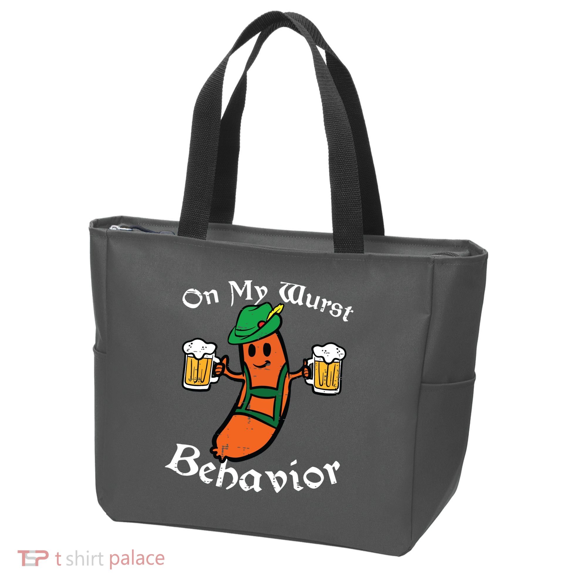 Oktoberfest On My Wurst Behavior Funny German Tote Bag