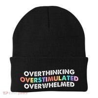 Overthinking Overstimulated Overwhelmed Quote Beanie thumb 0