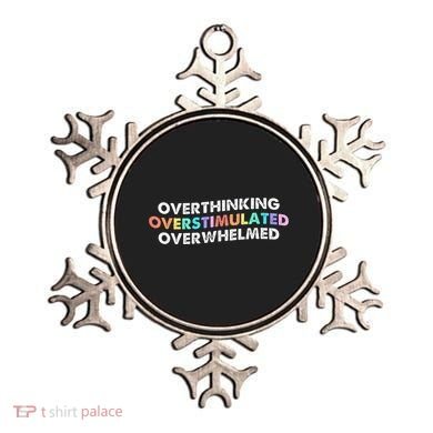 Overthinking Overstimulated Overwhelmed Quote Ornament
