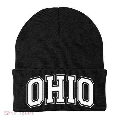 Ohio Oh Ohioan White Text Beanie