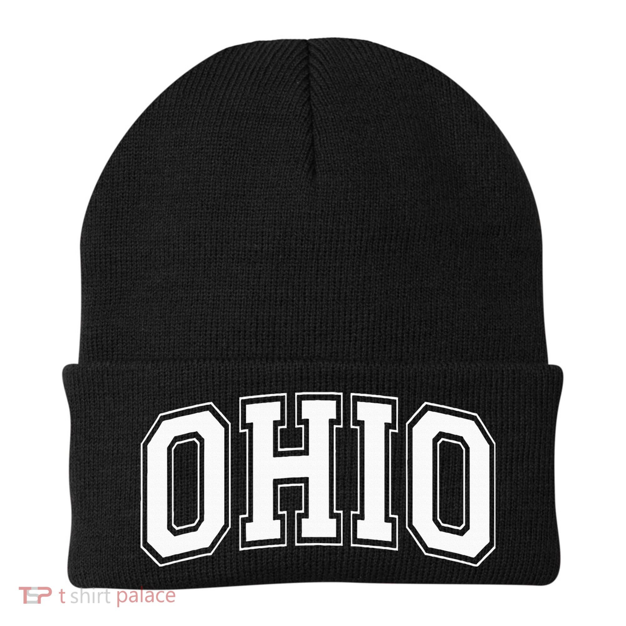 Ohio Oh Ohioan White Text Beanie