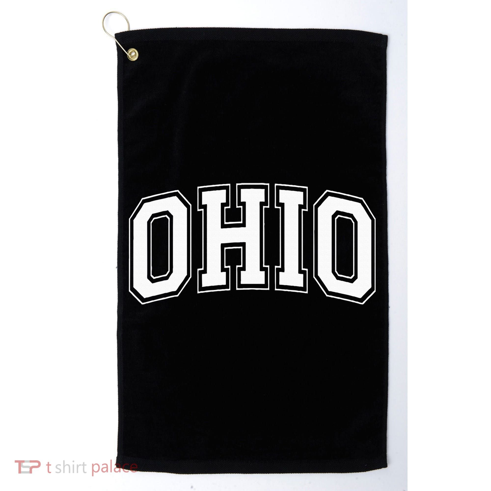 Ohio Oh Ohioan White Text Golf Towel