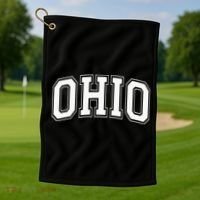 Ohio Oh Ohioan White Text Golf Towel thumb 1