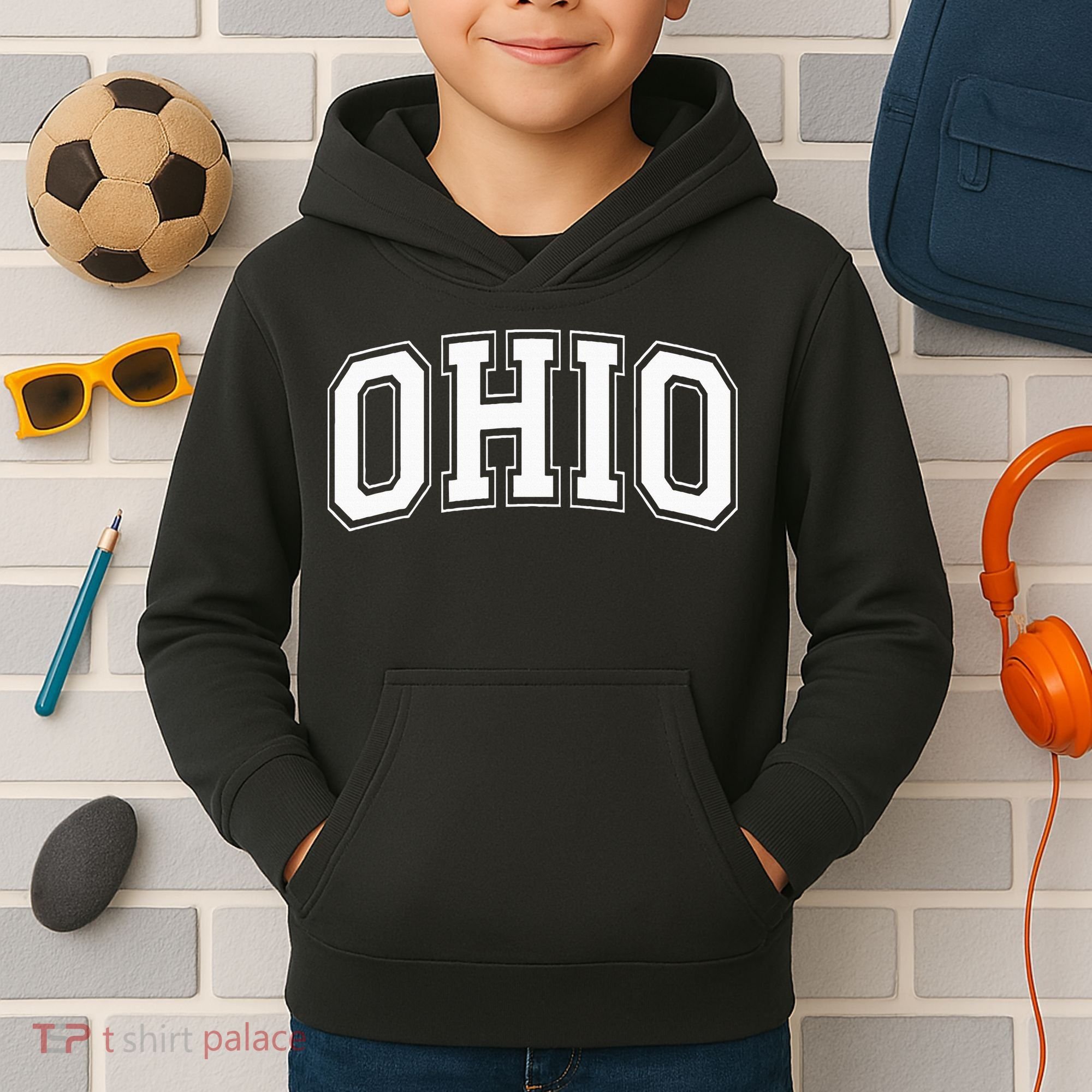 Ohio Oh Ohioan White Text Kids Hoodie