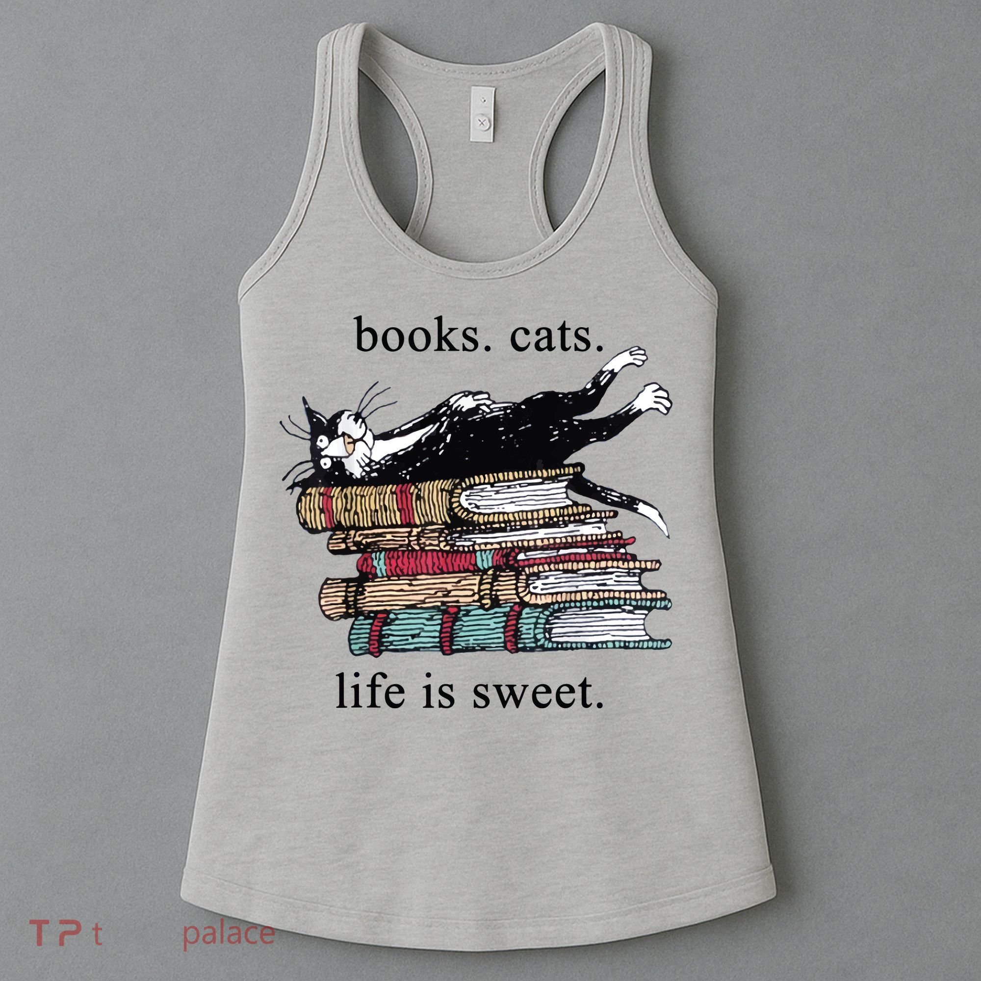 Out Of Print Unisex Literary Books Cats Life Is Sweet Sweatshirt Women's Tank Top