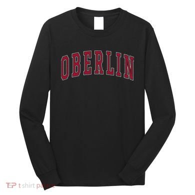 Oberlin Ohio Souvenir College Style Red Text Long Sleeve Shirt