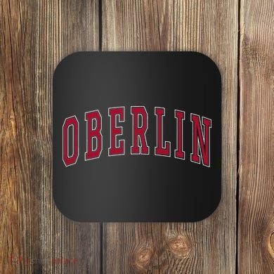 Oberlin Ohio Souvenir College Style Red Text Coaster