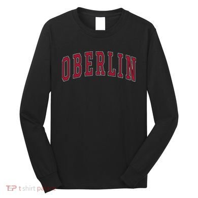 Oberlin Ohio Souvenir College Style Red Text Long Sleeve Shirt