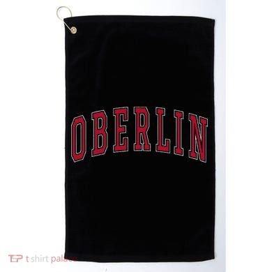 Oberlin Ohio Souvenir College Style Red Text Golf Towel
