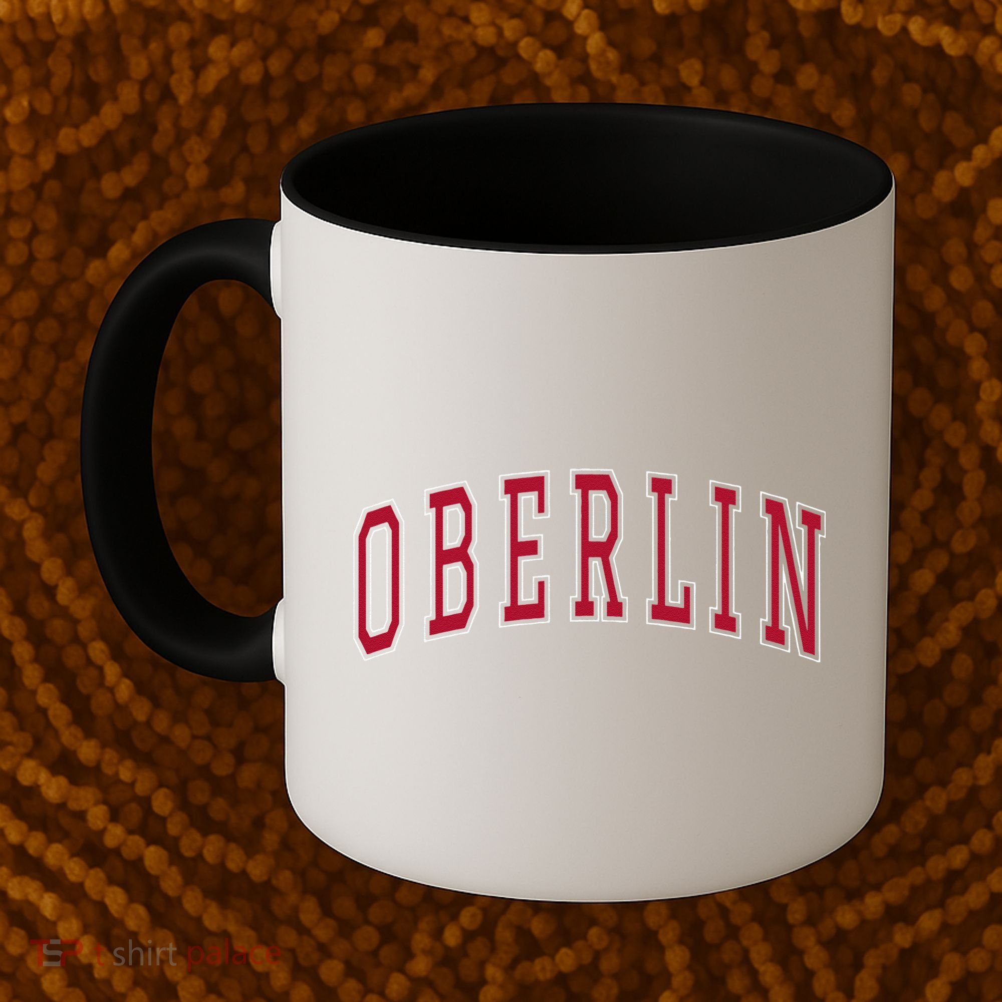 Oberlin Ohio Souvenir College Style Red Text Coffee Mug