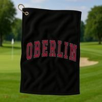 Oberlin Ohio Souvenir College Style Red Text Golf Towel thumb 1
