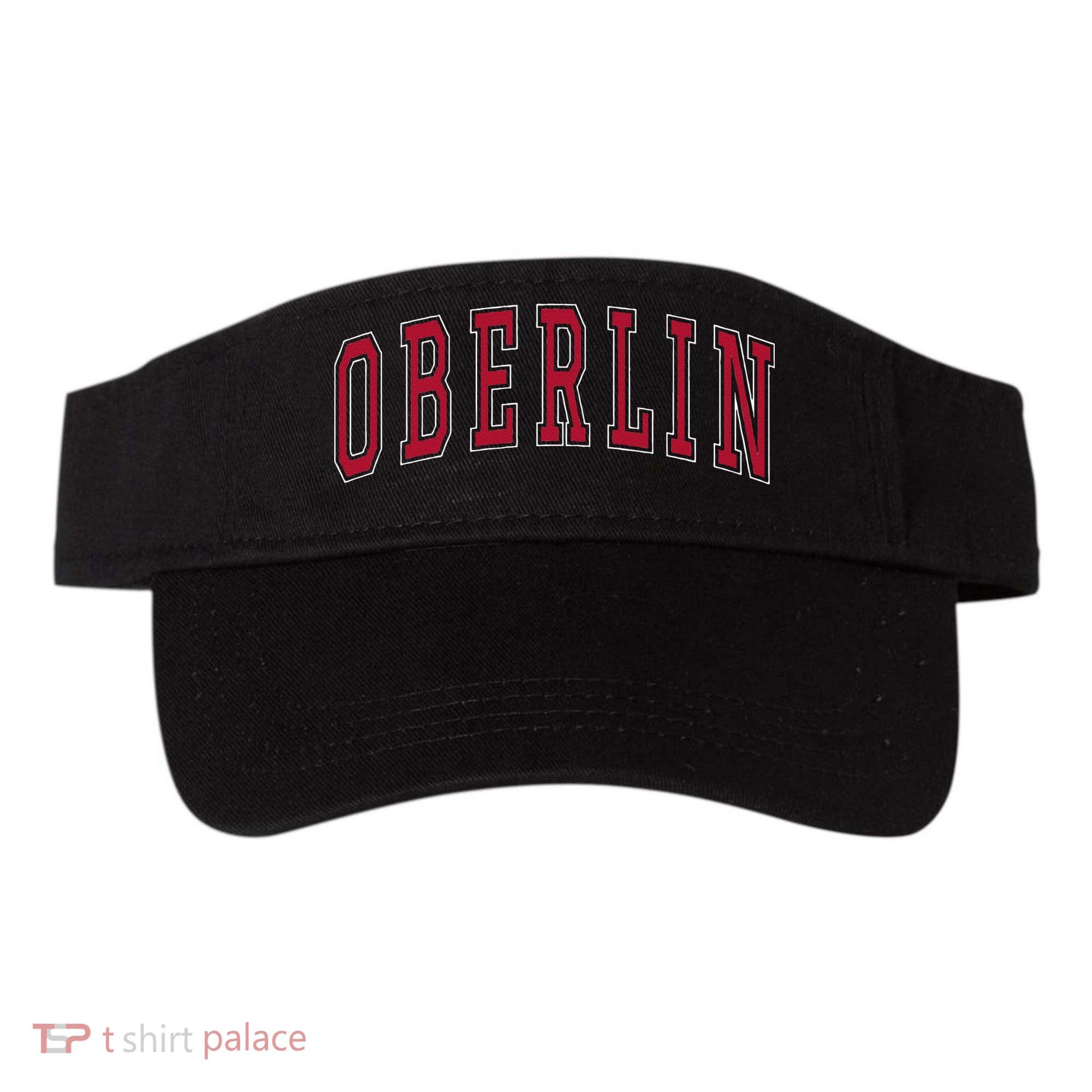 Oberlin Ohio Souvenir College Style Red Text Visor