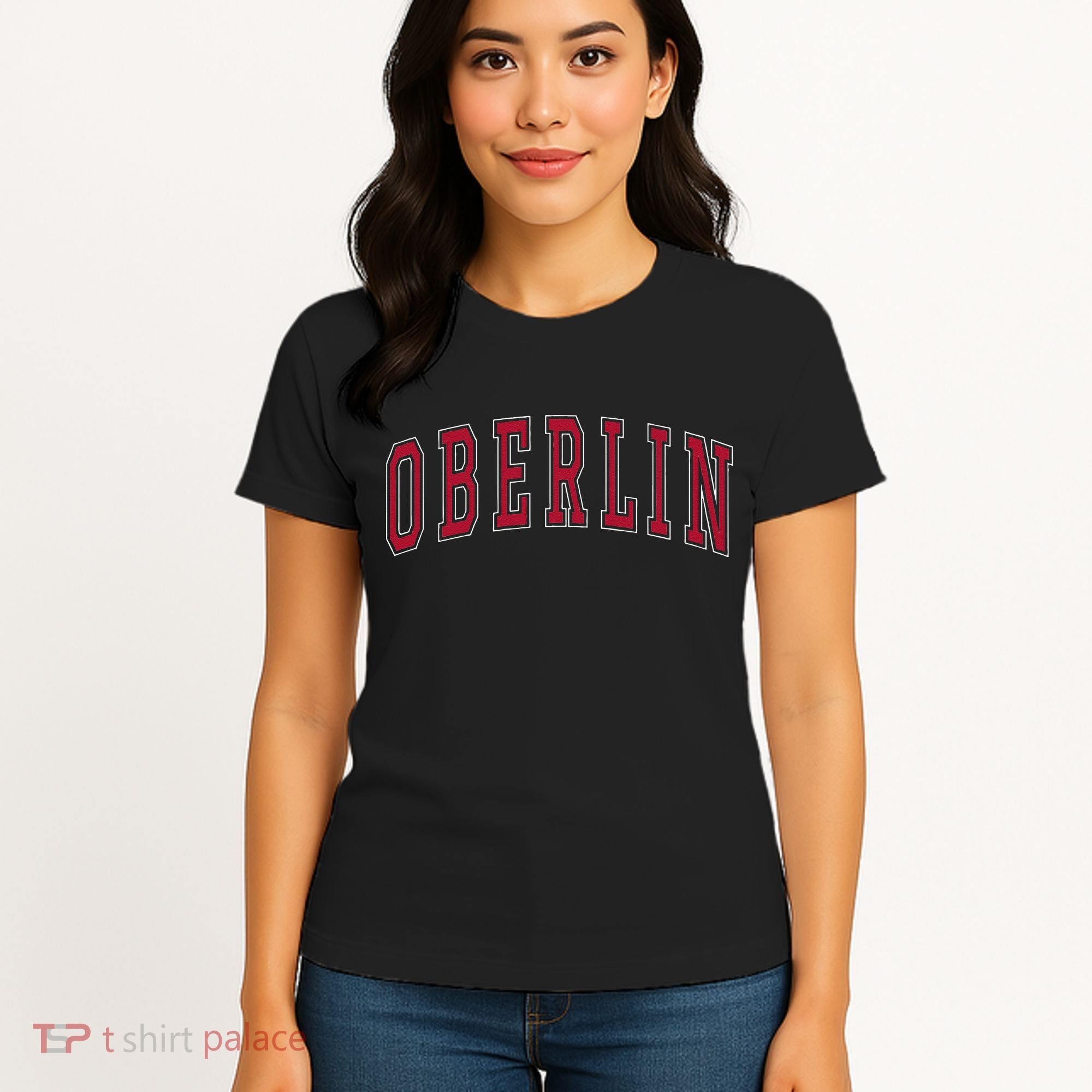 Oberlin Ohio Souvenir College Style Red Text Women's T-Shirt