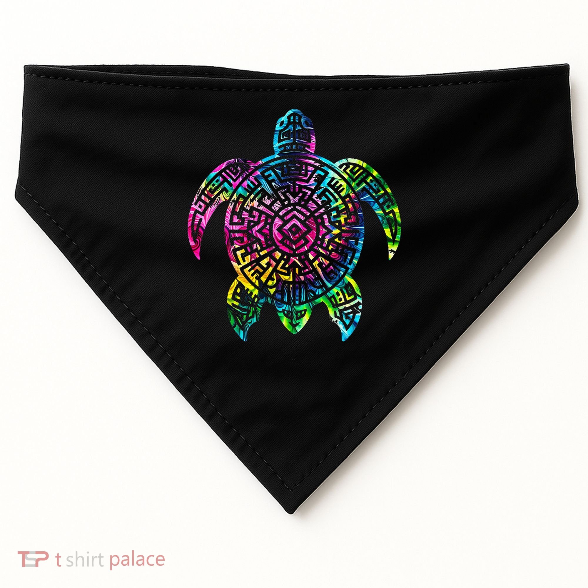 Ocean Odyssey Tie Dye Tribal Tides Sea Turtle USA-Made Doggie Bandana