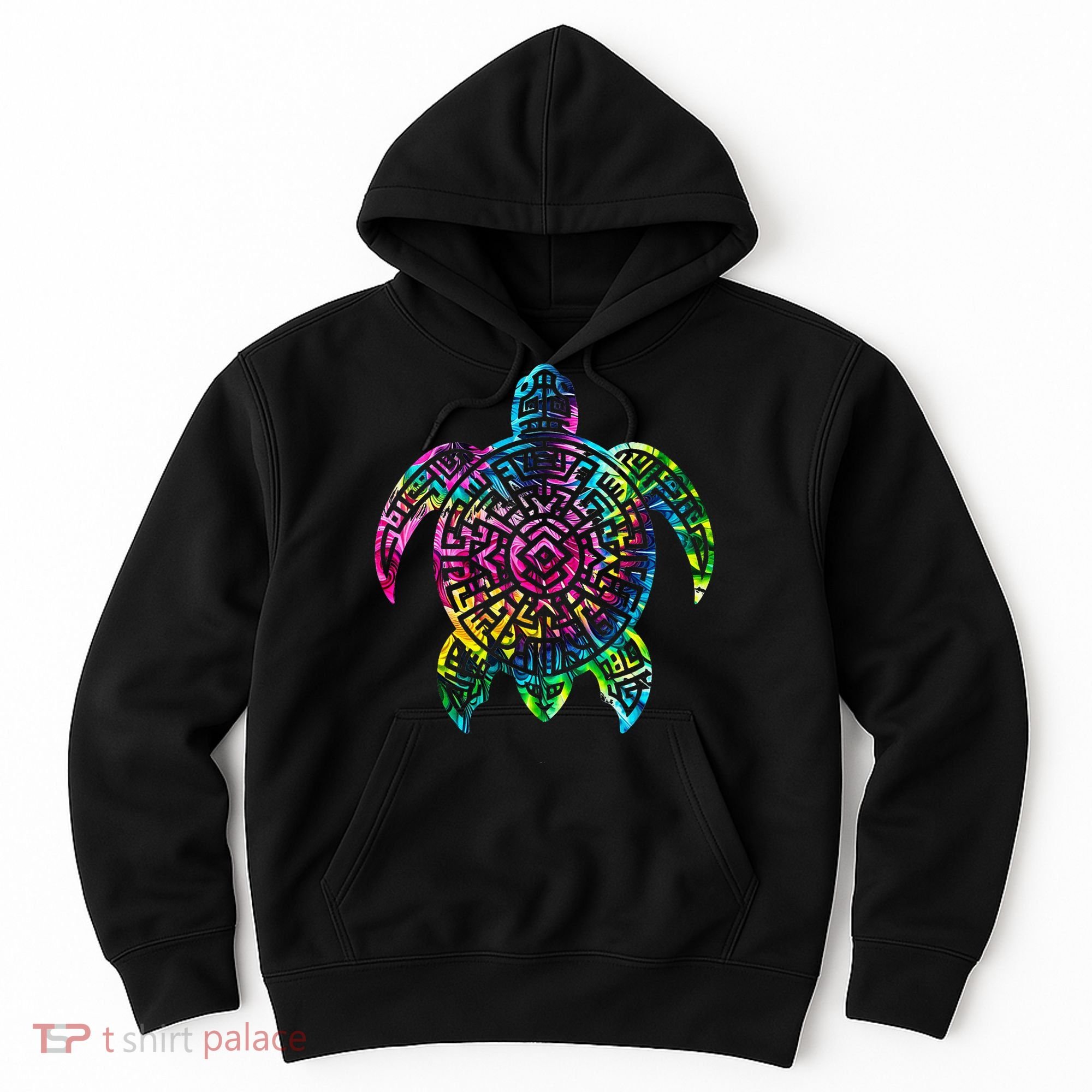 Ocean Odyssey Tie Dye Tribal Tides Sea Turtle Hoodie